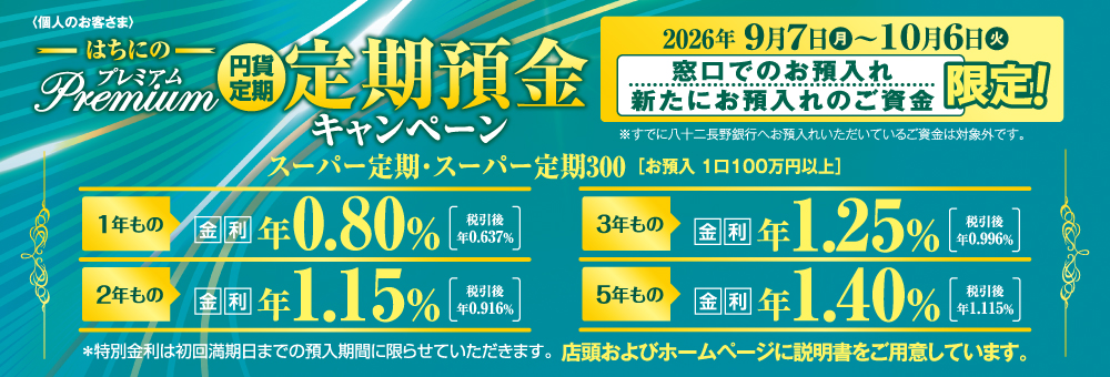 はちにのPremium定期預金キャンペーン